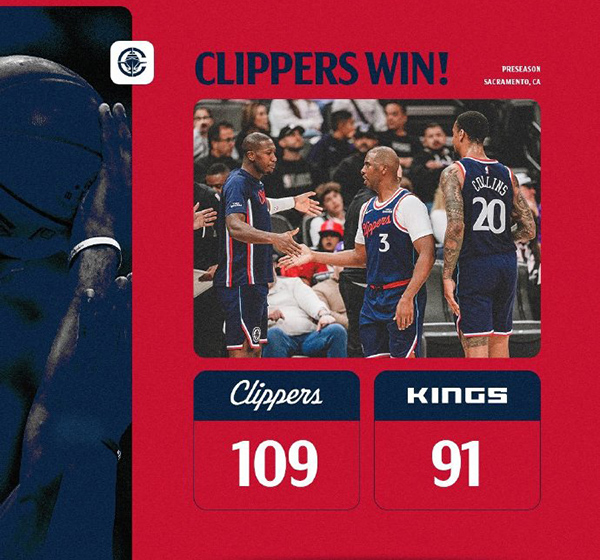 10月16日 NBA季前赛 快船vs国王 全场录像及集锦