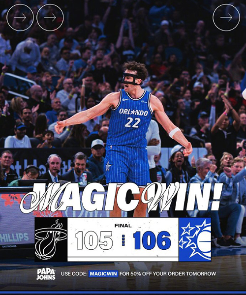 魔术106-105险胜热火,小瓦32分,班凯罗复出9分,阿德巴约24+15