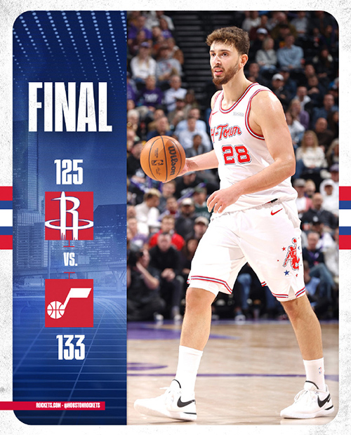 爵士133-125复仇火箭,杜兰特空砍32+9,马尔卡宁29分